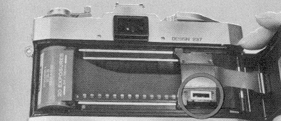 Bell and Howell Auto 35, film rewind knob