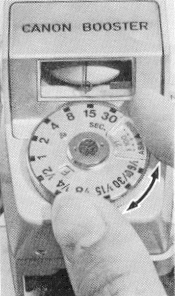 adjusting the shutter speed indicator dial
