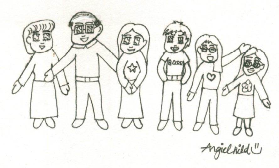 A Family Portrait---Mom, Dad, my older sister, my older brother, me and my younger sister! It's said that the pic of my brother looks very alike to the real one! :D