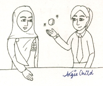 This is Aneesah and me in a class at Hogswart, and I'm showing her a floating orb...Don't know who Aneesah is? Visit her site at www.geocities.com/aneesahsatriya! ^_^