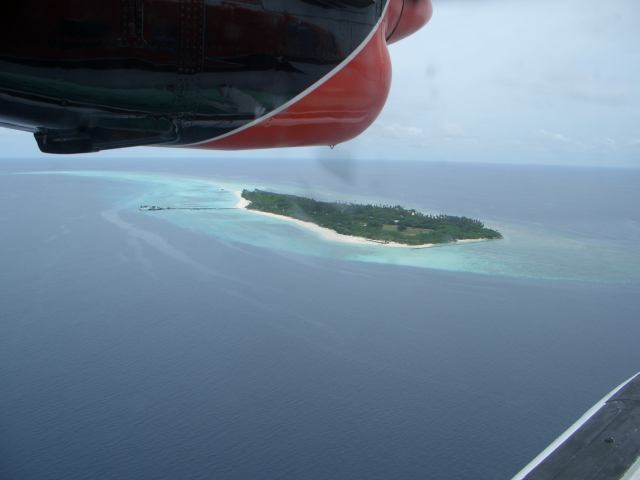 an Island in the Maldives, picture taken from the airplane