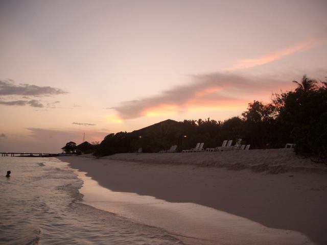 beach with red sky at sunset