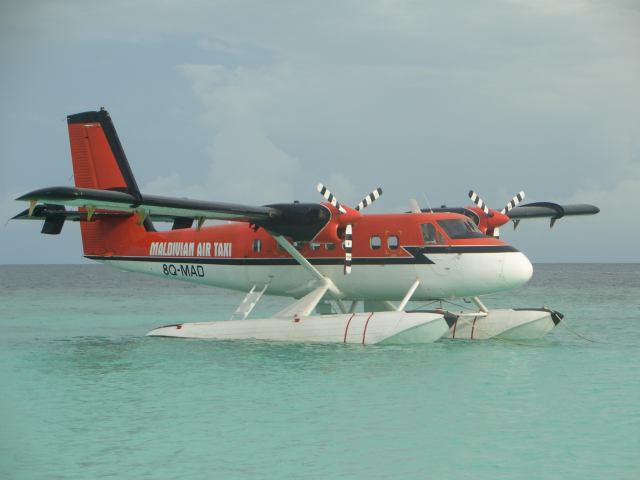 Maldivian Airtaxis are the most common transportation