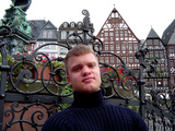 my husband in Romer, next to the fountain