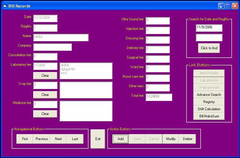 Bills Form