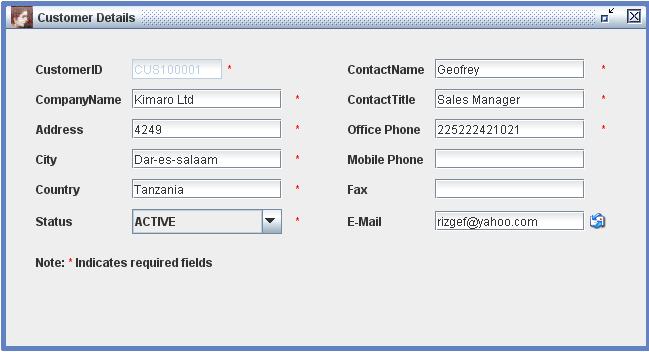 Customer Form