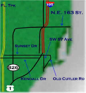 Greater Miami area map (Map not to scale)
