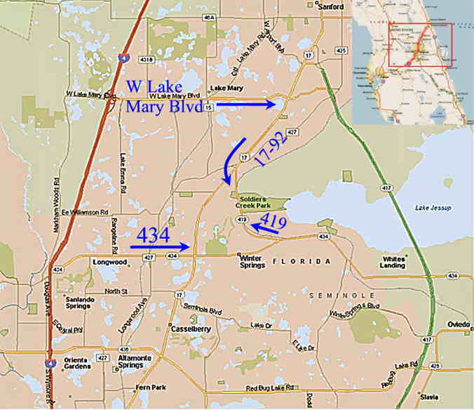 Detailed Map Directions, Orlando (40k)
