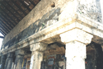 A closer view showing the columns supporting the structure above.