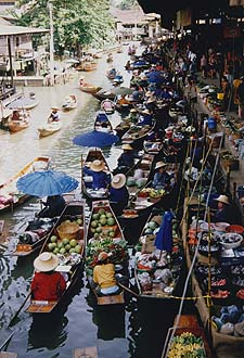 Floating Market near Bangkok in Central Thailand