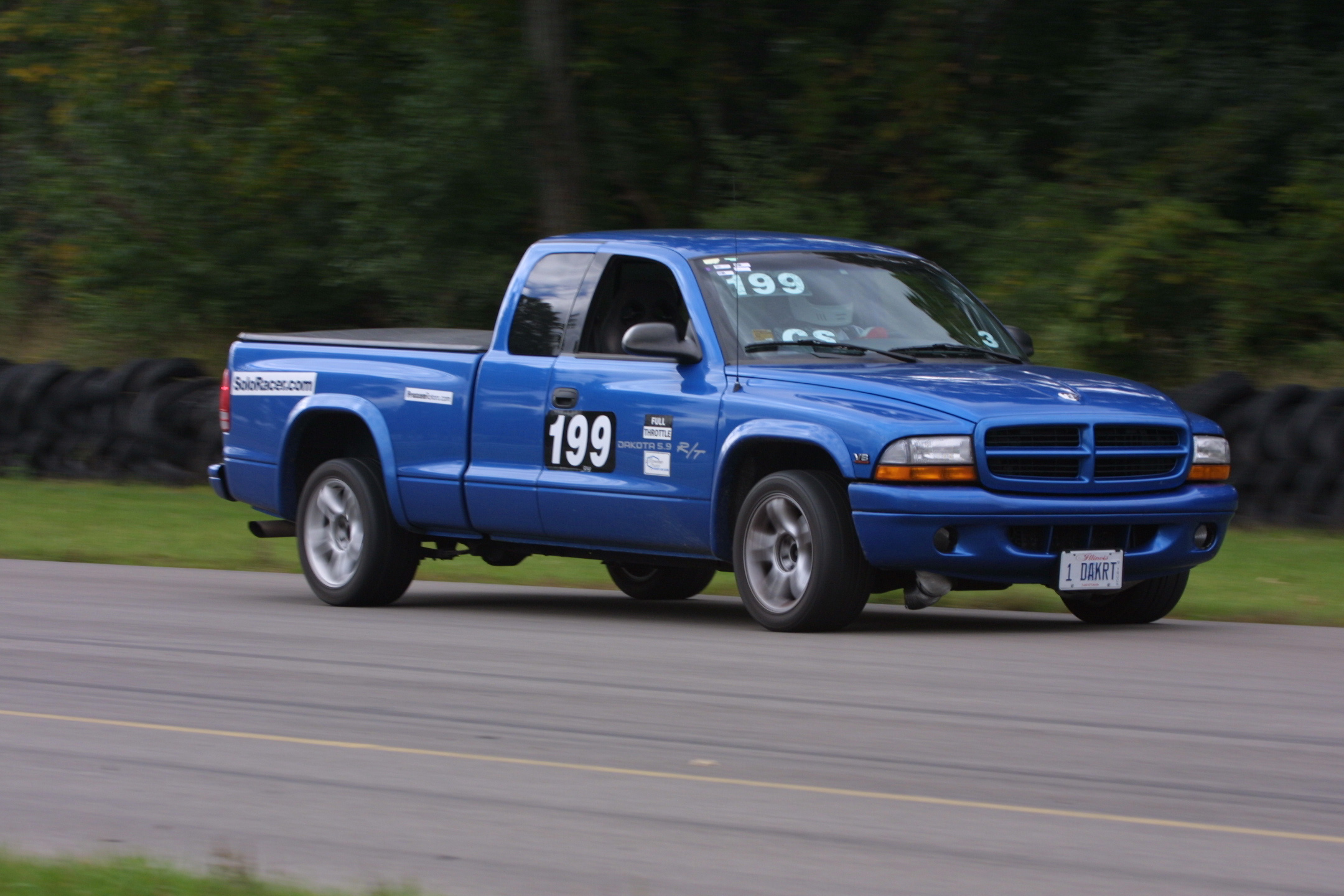 Braking for Turn 1 during the Great Lakes Grand Prix at Blackhawk Farms Raceway 09/27/03... Right brake duct bent out of shape...