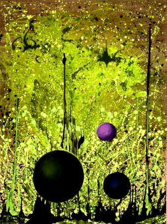 (c) 2004 Robert Kernodle - Spheres En l'air - fluidism painting