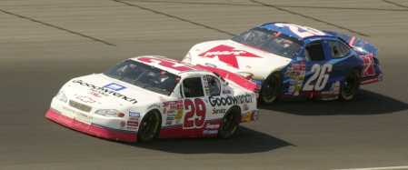Passing Jimmy Spencer for the lead at Chicago