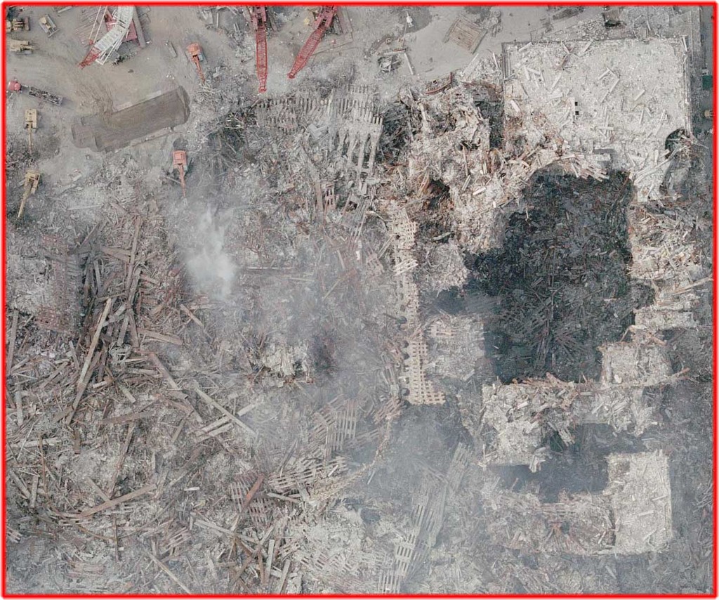 bldg. 6 had an "explosion" which removed 60% of its mass.The hole went straight down, floor by floor to below ground level