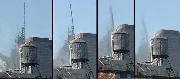 this spire was left after the "collpse",but quickly emits smoke or dust and "walks"down