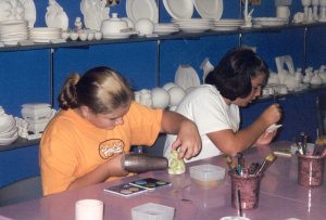 Alyssa & Elizabeth working hard