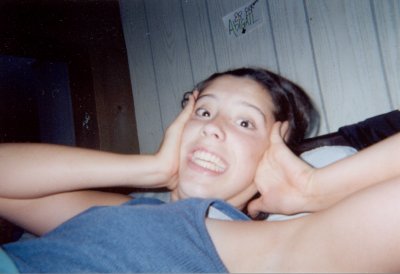 Abigail with her face stretched