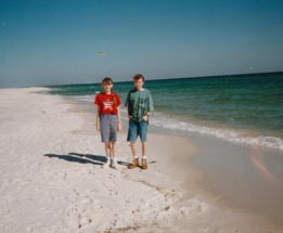 Me sister Sarah and I on the Pensacola Beach---January 1997