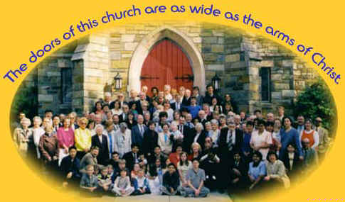 Picture of RPC members standing & sitting in front of the RPC Church.