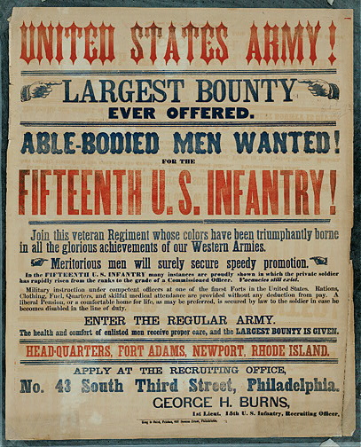 Recruiting poster for the original unit from Civil War Treasures from the New-York Historical Society, [Digital ID, e.g., nhnycw/ac ac03302]
