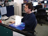 My collegae and flatmate Ben, picture taken at his desk at AMEX