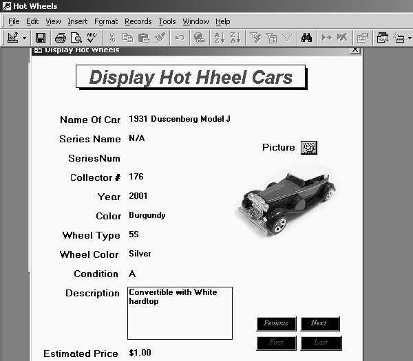 Rohn's HotWheels Database
