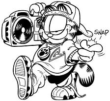 Garfield escucha m�sica hip hop