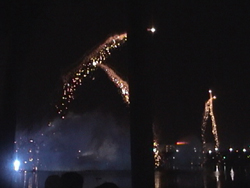 Shooting stars...  or fireworks.