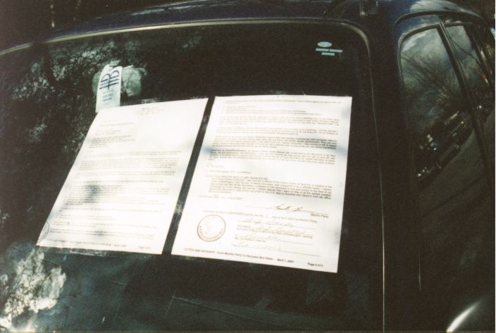 Letter and Affidavit to Romalee A. Davis - served to her by taping it to her car.