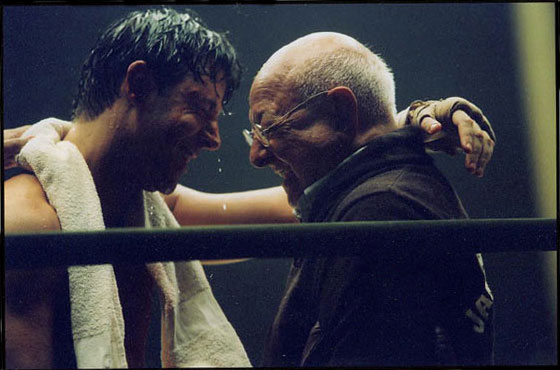 Rusell Crowe and Angelo Dundee during the shooting (Crowe and Dundee durante la filmaci�n)