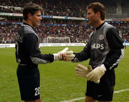 Patrick Lodewijks voor het laats in de goal als PSV'er.