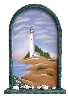 Tole painting: lighthouse