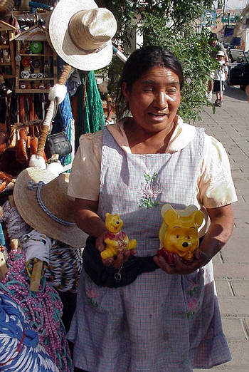 Francesca, selling items at the plaza