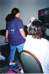 Aimee palying DDR and...Judd witha bow?