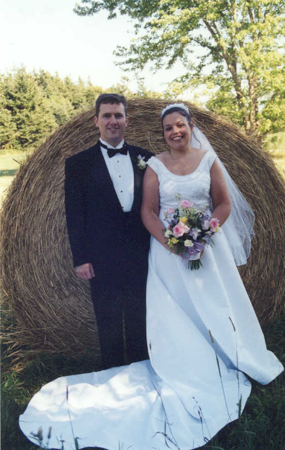 Bride & Groom & Hay Bale