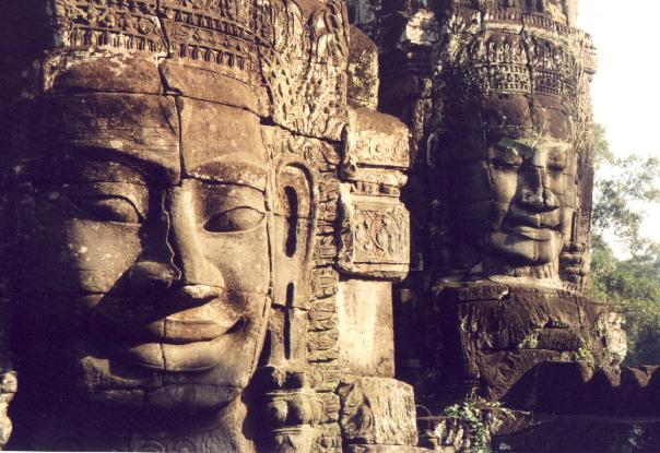 Smiling faces from the Ta Prom Temple complex at Angkor Wat, Cambodia