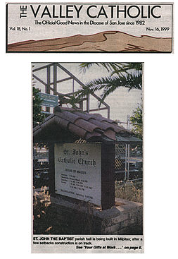 Valley Catholic headline and photo of construction
