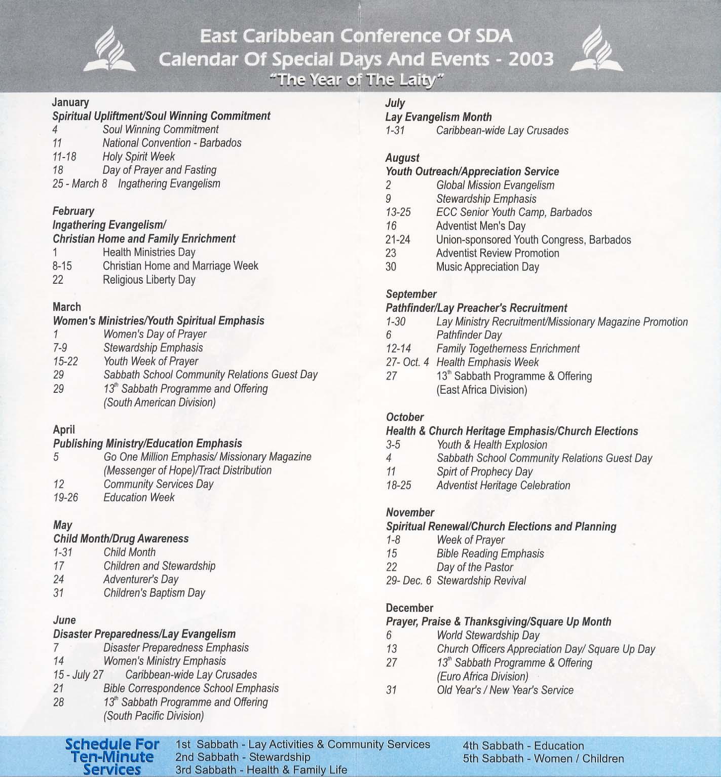 Calender Of Events