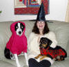 Rosie with Aunt Sondra's two dogs on Halloween