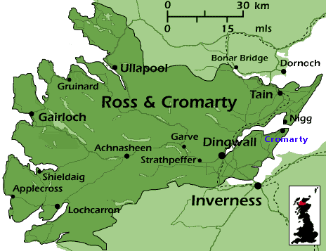 Map showing the area of Ross - Shire