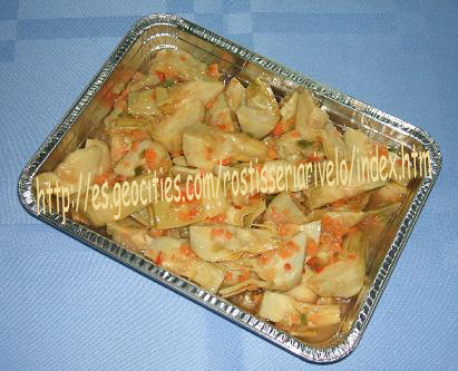 Alcachofas con vinagreta de verduras y aceite de oliva