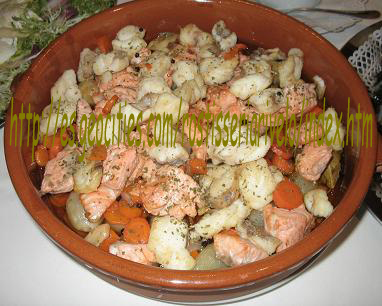 Tacos de salm&oacute;n y rape en escabeche, con zanahorias, cebollitas, etc..