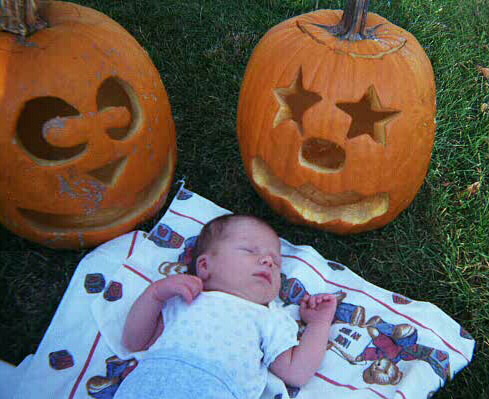 With halloween pumpkins!