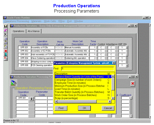 Text Box: Production Operations
Processing Parameters
 
