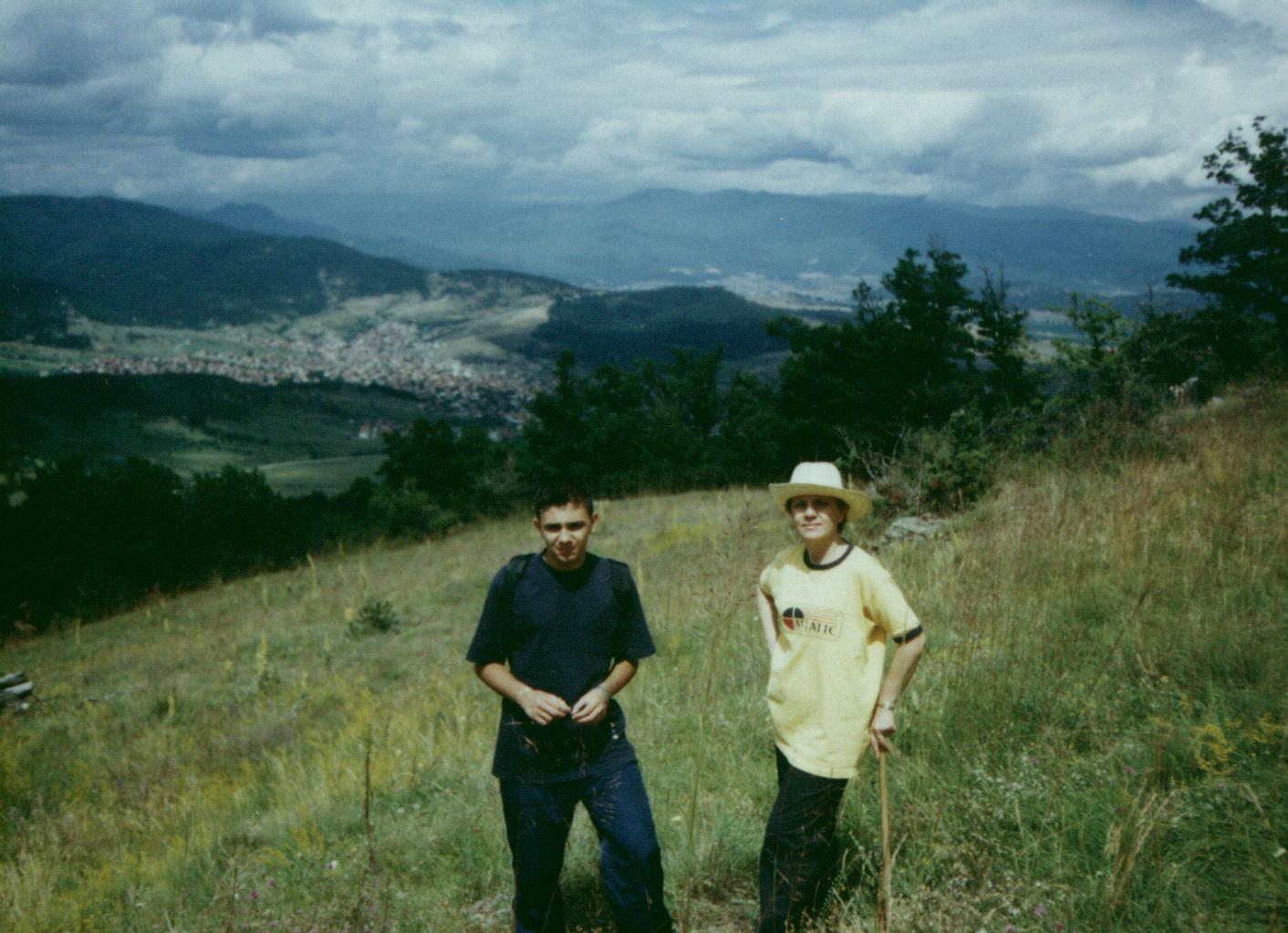 My mother and me near the town of Rakitovo - July 2001