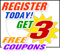 Get 3 coupons when you register!!