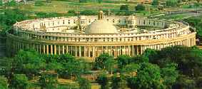 The seat of the worlds largest democracy. This circular shaped colonnaded building houses the two Houses of Parliament- the Lok Sabha and the Rajya Sabha. Its domed Central Hall is 90 feet in diameter