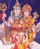Ganeshji with his parents on mount Kailash