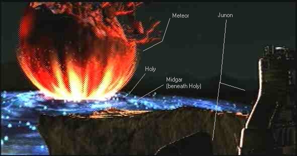 Meteor and Midgar as seen from the Junon sky