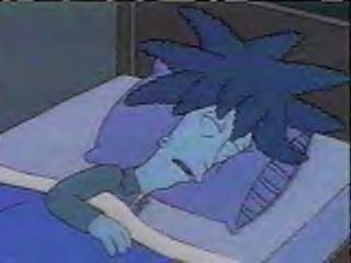 unaware that he had been dyed blue by his naughty cell mates, Bob slept on